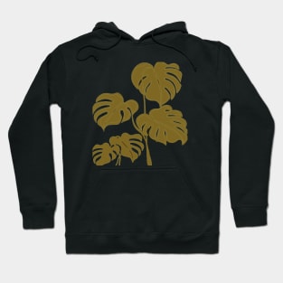 Mustard Yellow Monstera Swiss Cheese Plant Cut Out Style Hoodie